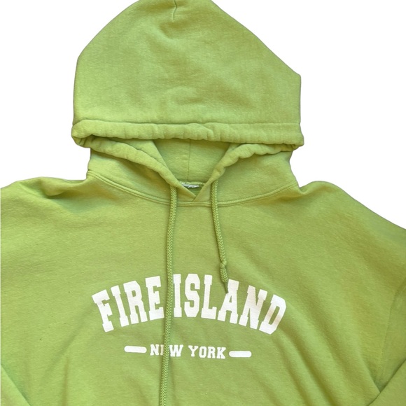 Neon Lime Green Fire Island Hoodie – Vintage Retro Cool! 🌟 size medium - Picture 2 of 11